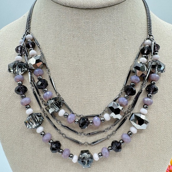 Simply Vera Vera Wang Jewelry - Simply Vera Vera Wang Smoky Purple Glass Crystal Beaded Multistrand Necklace